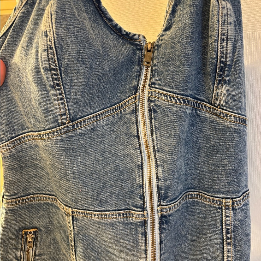 Denim Zip-Up Halter Dress American Eagle size 14